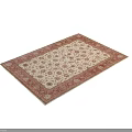 Classic Square Rug With Intricate Traditional Pattern Cream Background And Red Border 3d model