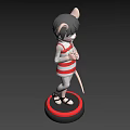 Cute 3D Cartoon Mouse Character With Large Ears Black Short Hair And Red White Vest