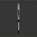 Futuristic Assault Rifle With Red Blue White Color And Sleek Barrel Grip Design