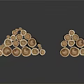 Stacked Plant Wood Logs With Cut Cross Sections And Visible Annual Rings