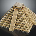 Ancient Stepped Pyramid Architecture With Stone Layers And Temple Structure On Summit 3d model