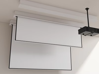 Projection Monitoring System With Ceiling Mounted Screens And Projector For Security Surveillance 3d model