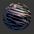 Colorful Striped Globe Model Featuring Earth Surface With Green Land And Blue Ocean