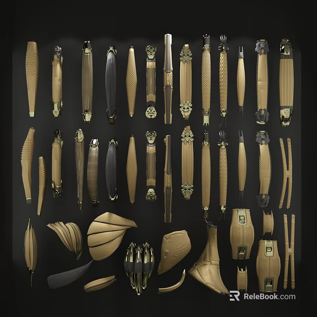Diverse Collection Of Decorative Furniture Handles With Different Styles And Designs 3d model 
