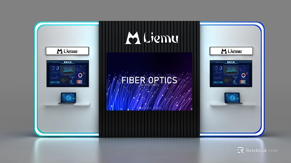 Liemu Fiber Optics Commercial Equipment Exhibition Booth With Digital Display Screens 3d model 