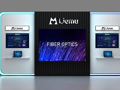 Liemu Fiber Optics Commercial Equipment Exhibition Booth With Digital Display Screens 3d model