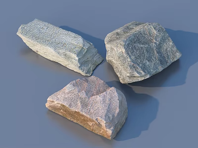 Three Natural Rockery Stones With Gray Brown Textured Surfaces For Garden Landscaping 3d model