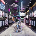 Modern Clothing Store Interior With Clothing Racks Hanging Apparel and Display Area