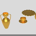 Golden Household Items Collection Featuring Vase Plate Cup Saucer And Decorative Pieces