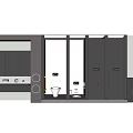 Clean Modern Public Restroom Interior With Stalls Sink Mirror And Toilet