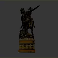 Man Riding A Horse Artistic Sculpture With Ornate Decorative Base