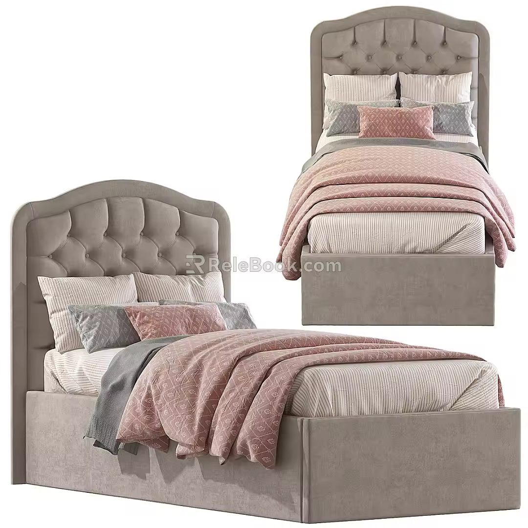 Fabric Single Bed 3d model