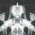 Game Movie Character With Aqua Blue Twin Ponytails Headphones And Mechanical Armor