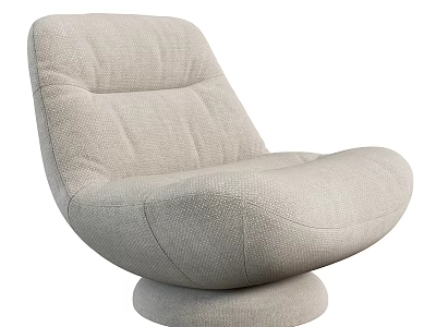 Beige Fabric Accent Chair With Modern Design Plush Backrest And Round Base 3d model