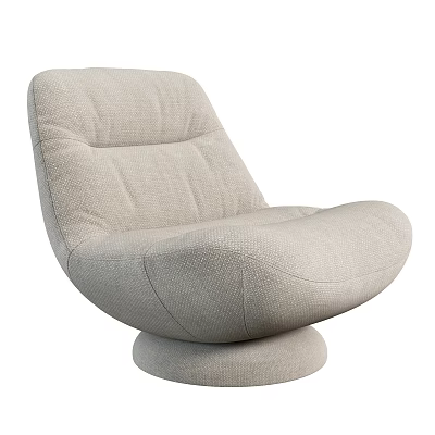 Beige Fabric Accent Chair With Modern Design Plush Backrest And Round Base 3d model