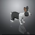 Polygonal Black And White Rabbit With Large Ears Blue Eyes On Reflective Surface