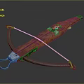 Traditional Wooden Bow with Carved Patterns Silver Metal Components and Durable Bowstring Vintage Weapon Design