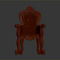 Red Classic Carved Armchair With Ornate Backrest And Decorative Legs