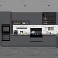 Modern Kitchen With Gray Cabinets Stainless Steel Appliances And Marble Countertop Built in Design Layout