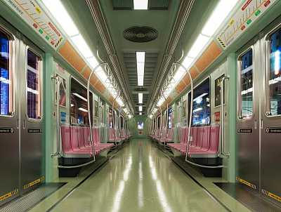 modern subway station carriage public transport light rail train 3d model