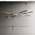 Modern Interior Pendant Lights With Circular And Curved Metallic Ring Design Features 3d model