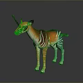Colorful Striped Horned Animal Figurine With Vibrant Orange Green And White Patterns