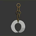Ancient Style Metal Sculpture With Linked Rings And Textured Circular Base
