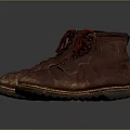 High Top Shoes with Red Laces Brown Upper Worn Out Look and Treaded Brown Sole Design