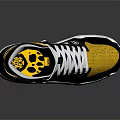 Stylish High Top Athletic Sneakers With Black Yellow White Mesh And Pattern Design