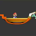 3D Model Render of Mario Character on Orange Boat with Green Blocks