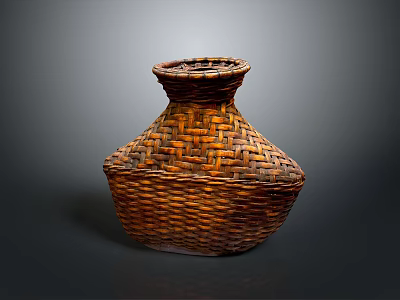 Handwoven Storage Basket with Natural Rattan and Stylish Brown Design for Home Organizing 3d model
