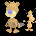 Two 3D Designed Animated Cartoon Characters Featuring Blue Nose And Long Antennae In Standing Poses
