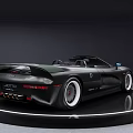 Black Convertible Sports Car With Shiny Exterior On Circular Display Platform