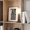 Modern Stylish Shelf Unit With Books Decorative Vases Sculptures Lamp And Framed Art