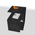 Black Side Table With Tray Holding Oranges And Open Compartment With Book 3d model