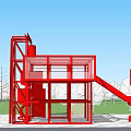Red Roadside Structure With Slide And Metal Framework For Traffic Safety 3d model