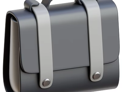 Minimalist Black And Gray Leather Handbag With Adjustable Straps And Metal Buckles 3d model