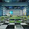 Modern Classroom Primary School Science and Technology Classroom 3d model