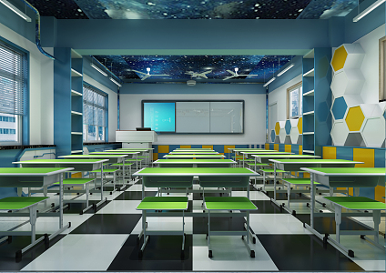 Modern Classroom Primary School Science and Technology Classroom 3d model