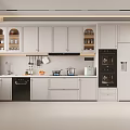 Modern Kitchen Interior With White Cabinetry Glass Door Cabinets And Appliances