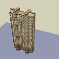 Modern Classical High Rise Residential Building With Brown Beige Facade And Multiple Windows 3d model