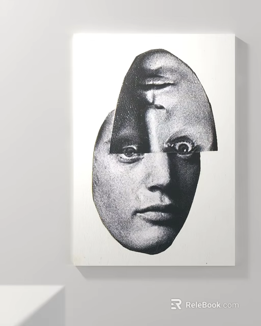 Abstract Black And White Face Collage Art Design With Creative Elements 3d model 