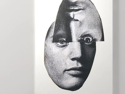 Abstract Black And White Face Collage Art Design With Creative Elements 3d model