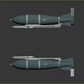 Green Aerial Bomb Models With Glider Wings In 3D Rendering 3d model