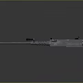 Military Heavy Machine Gun With Long Metal Barrel And Orange Grip Mechanical Components