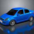 Blue Sedan 3D Model With Shiny Body Black Windows And Silver Wheels
