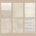 Square Rugs Featuring Various Geometric Patterns Wavy Lines And Grid Designs In Neutral Tones 3d model