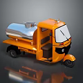 Orange Three Wheeled Practical Utility Vehicle With Silver Storage Tank For Transport