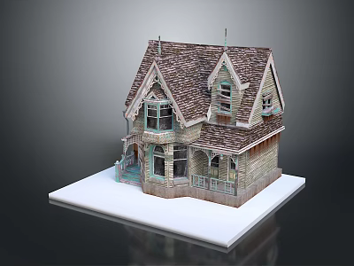 Vintage Style Miniature House Model With Tiled Roof And Wooden Details 3d model