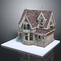 Vintage Style Miniature House Model With Tiled Roof And Wooden Details